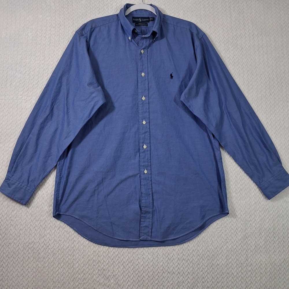 Vintage Raplh Lauren Yarthmouth Button Down Shirt Mens 16 34/35 Blue.